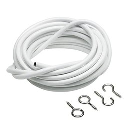 Merriway BH03870 Plastic Coated Curtain Wire with 2 Each Hooks and Eyes, 150 cm (60 inch), White