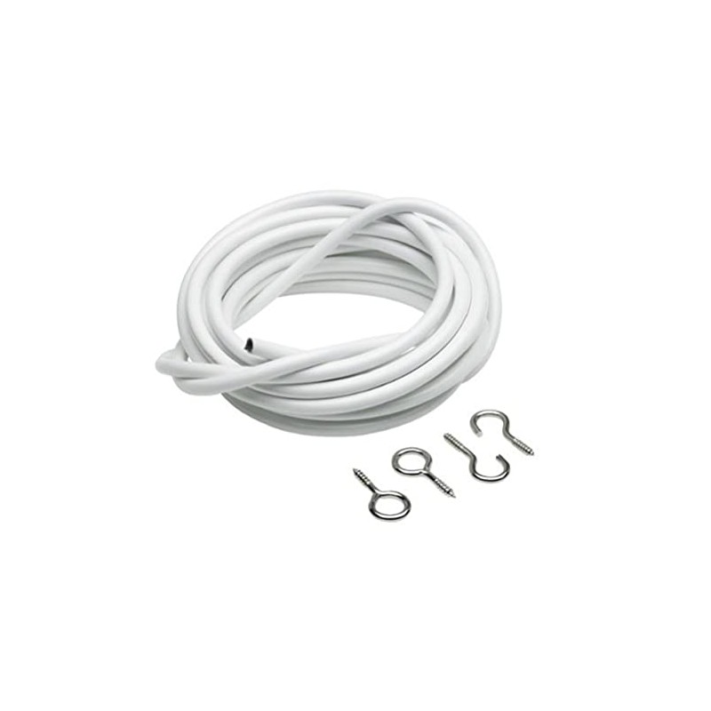 Merriway BH03870 Plastic Coated Curtain Wire with 2 Each Hooks