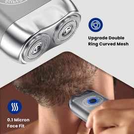 SensaWaves Mini Electric Shaver, Alloy Portable Travel Shavers, Cordless Shaving, USB-C Rechargeable Electric Razor for Men, Dry Shave, IPX7 Waterproof, Detachable Head, Easy Cleaning, Green