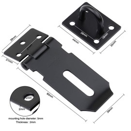 WiMas 2 x 3 Inch Heavy Duty Padlock, Safety Hasp, Stainless Steel Door Lock Hasp, Shed Door Bolt (Black)