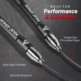 High Speed Rope - Professional Self-Locking & Adjustable, Adult Speed Jump Rope, 2 x PU coated Steel Ropes & Travel Bag,Jump Rope for Crossfit, Boxing