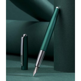 HongDian 525 Green Metal Fountain Pen, Extra Fine Nib Classic Pen, Includes Metal Pen Case and Refillable Converter