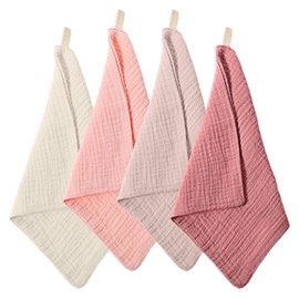 Hpmjz 4 Pcs Face Cloths Soft Makeup Remover Cloths Cotton Absorbent Towels Reusable Muslin Washcloths for Skin Care Facial Makeup Daily Cleansing Travel Women Men Adult