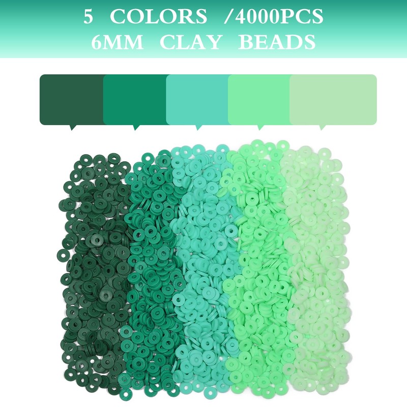 Threle 3500pcs Clay Beads (Green)