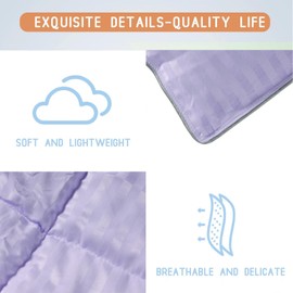 ZPECC Toddler Comforter Blanket - 39" x 47" Crib Comforter Quilt for Girls, Soft Child Quilt for Crib Bed, Stroller, Cot, Daycare, Travel, Kids, Machine Washable, Purple Stripe