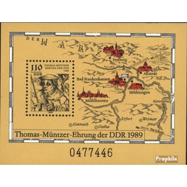 Prophila Collection DDR (RDA) Block 97 (Full.Edition) First Day Postmark Used 1989 Thomas müntzer (Stamps for Collectors)
