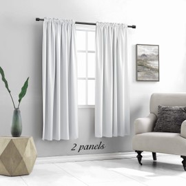 DONREN 72 Inch Room Darkening Curtain Panels - Thermal Insulated Rod Pocket Curtains for Living Room (Greyish White,2 Panels)