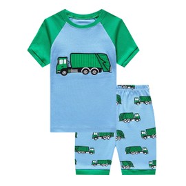 KikizYe Big Boys Garbage Truck Summer Pajamas Kids Short Sleeve Pjs Size 10