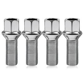 ZoeTekway Set of 4 wheel bolts, ball collar wheel bolts, wheel nuts, M14 x 1.5 x 27 mm, silver, stainless steel, hexagon, wheel bolt set