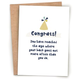 m&h invites Funny Birthday Card Hilarious Back Goes Out Joke – Humor Greeting Card for Him, Her, Friends, Adults – Perfect for Milestone Birthdays