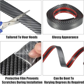 Car Door Edge Step Dust Shield Cover.3cmx3M Car SUV Universal Door Sill Protector Edge Trunk Bumper Anti Scratch Scuff Guard Sticker DIY PC Cover Strip for Car Carbon Fiber Pattern Black grey