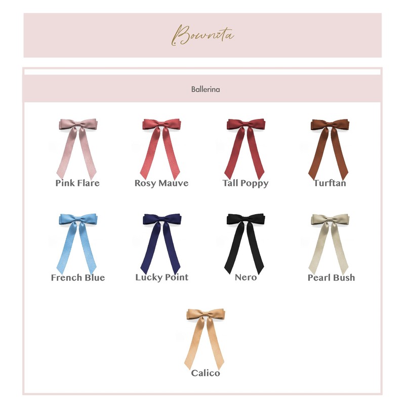 Bownita Girls' Handmade Ballerina Clips, Premium Matte Ribbon, CLIP PARIS