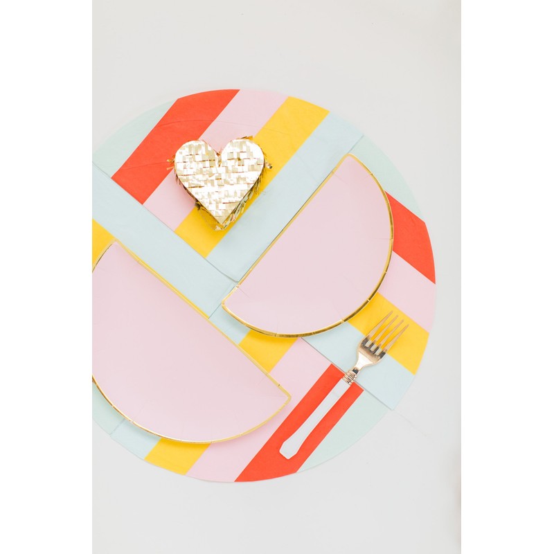 Sugar & Cloth Round Paper Napkins, Rainbow Stripe, 32 Count