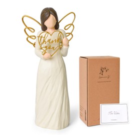 Thank You Gifts for Women, Appreciation Gifts for Teachers, Colleagues, Resin Sculpted Angel Ornament Figurines with Wire Wings & Heart, Gratitude Angel Gifts for Mother's Day, Thanksgiving Home Decor