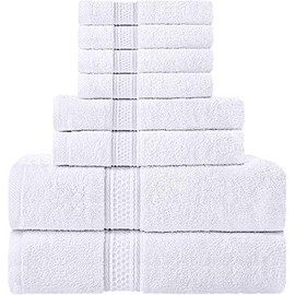 Utopia Towels Towel Set, 2 Bath Towels, 2 Hand Towels, and 4 Washcloths, 600 GSM 100% Premium Ring Spun Cotton Highly Absorbent Towels for Bathroom, Shower Towel, (Pack of 8)
