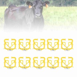 Povkufii 10pcs Cow Nose Thorn Thick Plastic Prevent Milk Sucking Calf Weaning Tool for Farm Livestock Cattle Supplies (Large Yellow)
