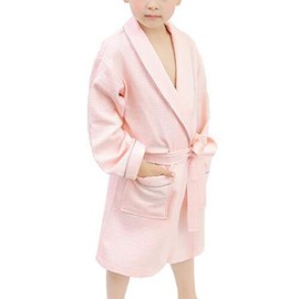 Suplove Children's summer cotton bathrobe boy girl Hooded hot spring swimming Sleeping robe (XXL(8-11 Years), Pink)