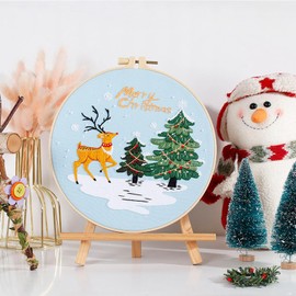 JSRQT Embroidery Kits for Adults DIY Cross Stitch Kit with Christmas Patterns Full Range of Embroidery Starter Kit for Beginners Embroidery Beginner Kits DIY Needlework Sewing Craft with Instructions