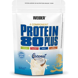 WEIDER Protein 80 Plus Protein Powder, Coconut, Low-Carb, Multi-Component Casein Whey Mix for Protein Shakes, 500g