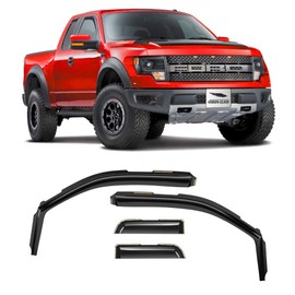 Voron Glass in-Channel Extra Durable Rain Guards for Ford F150 2004-2014 SuperCab, Window Deflectors, Vent Window Visors, 4 Pieces - 230181