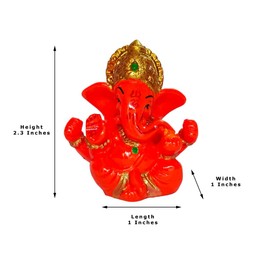 Sahishnu Online & Marketing Mini Ganesha Idol/Statue, Ganesha Car Decor, Ganesha Statue for Home/Car Decor- Orange (Mukut)