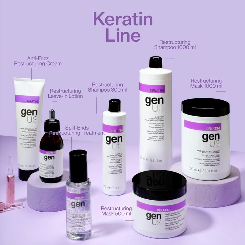 GENUS Keratin Anti-Frizz Cream - Restructuring Hair Cream Enriched with