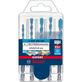 Bosch Professional 5 x Expert HEX-9 MultiConstruction Drill Bit Set (for Concrete, Diameter 4–8 mm, Hammer Drill Accessories)