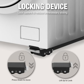 BIG RED Extendable Washing Machine Dolly: Heavy Duty Adjustable Mobile Base Appliance Rollers with 24 Wheels & Brake for Washer, Dryer, Refrigerator, Furniture - 330lb Capacity