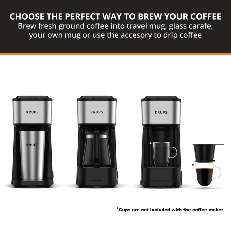 KRUPS Simply Brew Coffee Maker - Multi-Serve 4-in-1 with Stainless