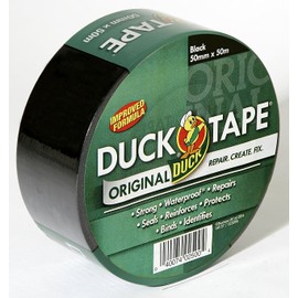 Duck Tape 260131 Original Black Improved Formula High Strength Waterproof Gaffer and Duct Tape Repair Tape 50mm x 50m