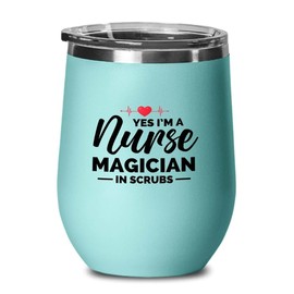 Nurse Silver Edition Wine Tumbler 12oz - Magician in scrubs - Gynecology Registered Ambulatory cardiology orthopedic Endocrine Hematology