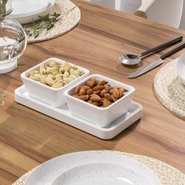 Weenson Small Bathroom Vanity Tray for Countertop Makeup Perfume Jewelry Decor Candle Keys, Bamboo Kitchen Tray for Soap Dispenser Spice, Small White Toilet Tray for Sink7.9 L x 4" W x 0.79" H