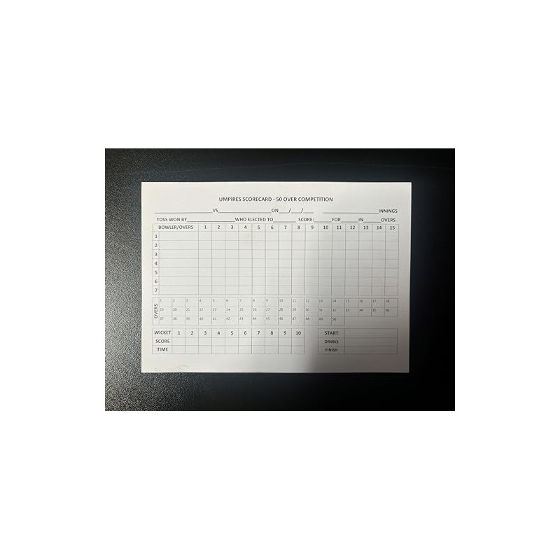 Cricket Umpire Match Card 50 Overs Per Innings 15 Overs