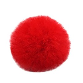 HugeDE 10 Pcs 8cm Faux Fur Pom Poms Fluffy Pom Pom Balls Fuzzy Fur Pompoms Large Knitting Pom Pom DIY Handmade Accessories with Elastic Loop for Hat Scarves Keychain Red