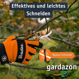 Gardazon Garden Shears with Japanese Bypass Steel Blade (Diameter 25 mm) Imitation Wood - Lopper Ideal for Flowers and Shrubs, Rose Scissors with Non-Slip Handle, Oiled Edge, Fits Small Hands