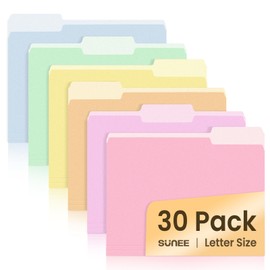 SUNEE File Folders, 30 Pack Manilla Folders 8.5 x 11, Colored File Folders Home Office School Supplies for Documents Files Paper, 6 Bright Colors