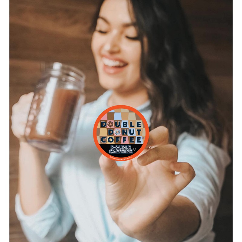 Double Donut High Caffeine Coffee Pods, Extra Strong Double Caffeine
