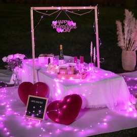 JMEXSUSS 2 Pack Valentine Lights Battery Operated, Total 400 LED 132ft Pink Fairy Lights with Remote, 8 Modes Pink Lights for Valentine's Day Indoor Outdoor Bedroom Room Birthday Anniversary Decor