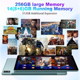 AQHH Android 13 Tablet, 11 inch Android Tablet Computer, 14(6+8GB) RAM+256GB ROM+512GB Expand, 7500mAh Battery, 2000 * 1200 IPS, WiFi, Bluetooth 5.0, GPS, Dual Camera, Widevine L1