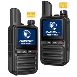KAYOTOM Global Walkie Talkies Unlimited Range PTT Push-to-Talk Over Cellular Nationwide 5000 Miles POC 4G Handheld Long Range Two Way Radio for Team Management (2Pack and SIM)