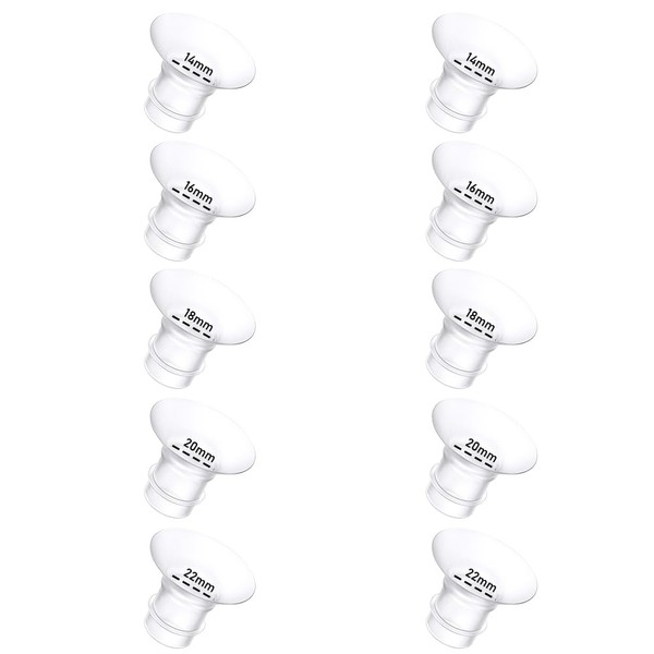 10Pcs Breast Pump Flange Insert 14/16/18/20/22mm*2 Compatible with Momcozy/Spectra/Medela/eufy/Elvie/Lansinoh/Paruu P10