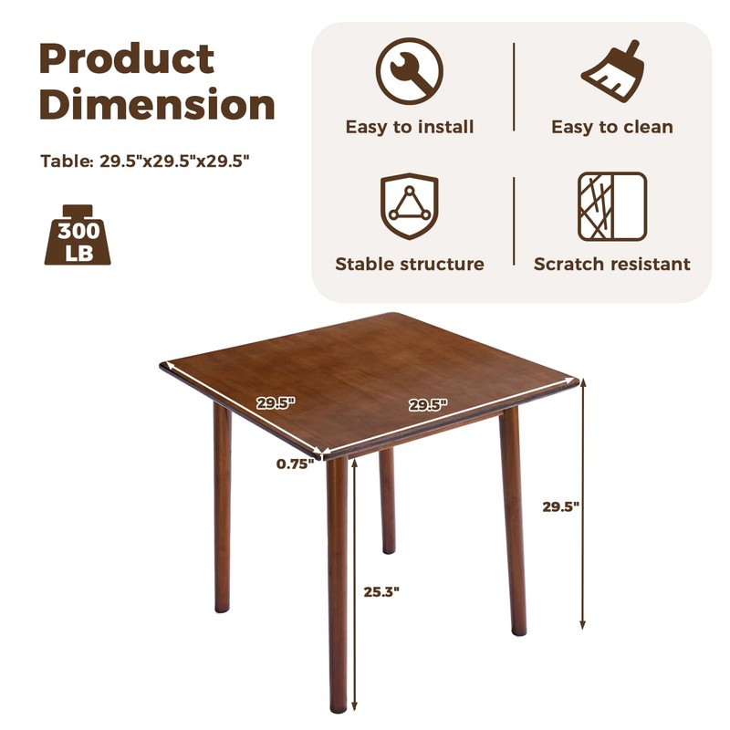 DELAVIN 29.5" Solid Wood Dining Table, Modern Small Dining Table,
