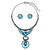 Fenni Jewelry Vintage Women's Geometric Links with Oval Stone Crystals Pendant Statement Collar Necklace and Earrings Set (Turquoise)