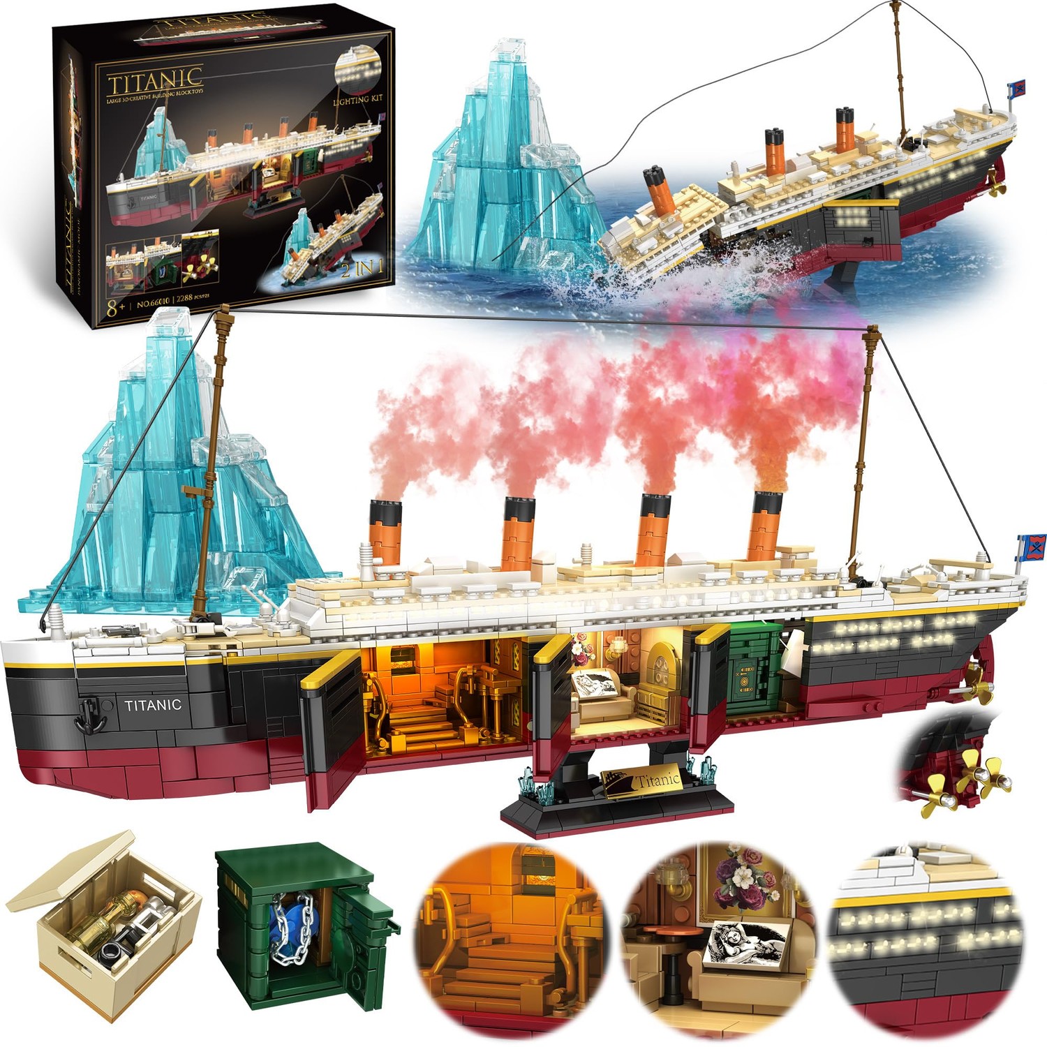 Zylvoxia Titanic Building Set, 2288 Pcs Titanic Big Ship Model Block ...