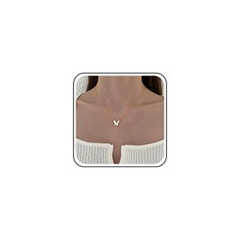 Inilbran Boho Butterfly Necklace Choker Vintage Enamel Butterfly Choker Necklace Tiny 3D Butterfly Pendant Necklace Minimalist Butterfly Necklace for Women and Girls, Zinc