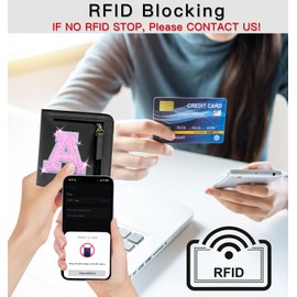 COSHAYSOO Initial RFID Wallet Small Teen Girl Gifts Trendy Stuff Women Birthday Graduation Easter Gift Idea for Girls 6 7 8 9 10 11 12 13 14 Year Old Preppy Cute Girly Travel Necessities Black A