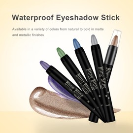 VolksRose 8 Colors Eyeshadow Shimmer Stick, Highlighter Eye Shadow Stick Set, Colorful Eyeshadow Pencil Crayon Creamy, Waterproof Pearly Sparkle Glitter Cream Stick Pen EyeLiner Makeup for Women