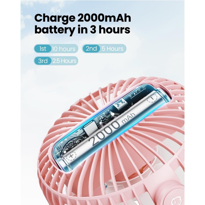 Gaiatop Portable Clip on Fan Battery Operated, Small Powerful 3
