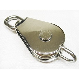 Stainless Steel Single Pulley Block Swivel Eye 32MM for 9MM Rope (Wire Sheave Becket Marine)