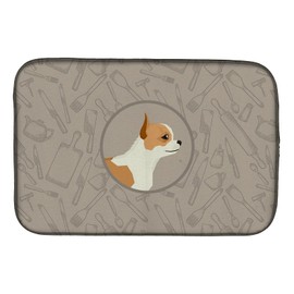 Caroline's Treasures CK2177DDM Chihuahua In the Kitchen Dish Drying Mat Absorbent Dish Drying Mat Pad for Kitchen Counter Dish Drainer Mat for Countertop, 14 x 21", Multicolor